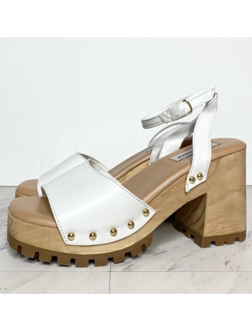 New! Steve Madden Ocala White Leather Platform Sandal 9.5 M